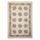 6x9 Ivory, Rose, Red Color Hand Woven French Needlepoint Wool Traditional Oriental Rug